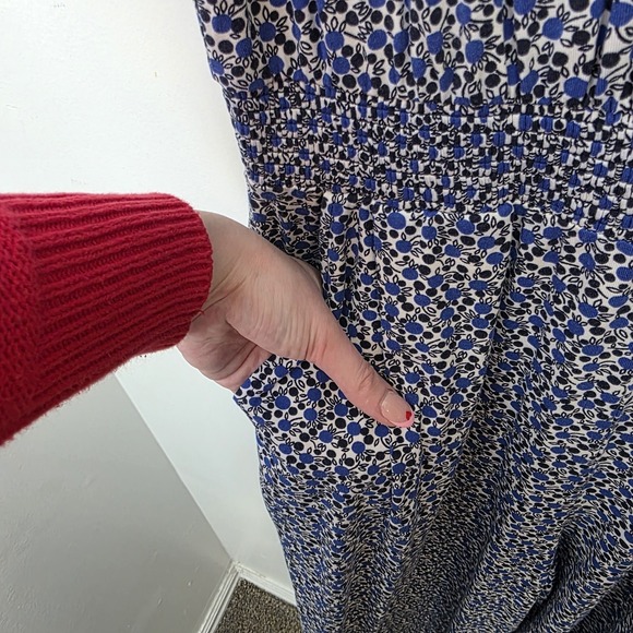 Boden Blue White Floral Jersey Estella Wide Leg Cute Cropped Jumpsuit Size 8 - Picture 8 of 9